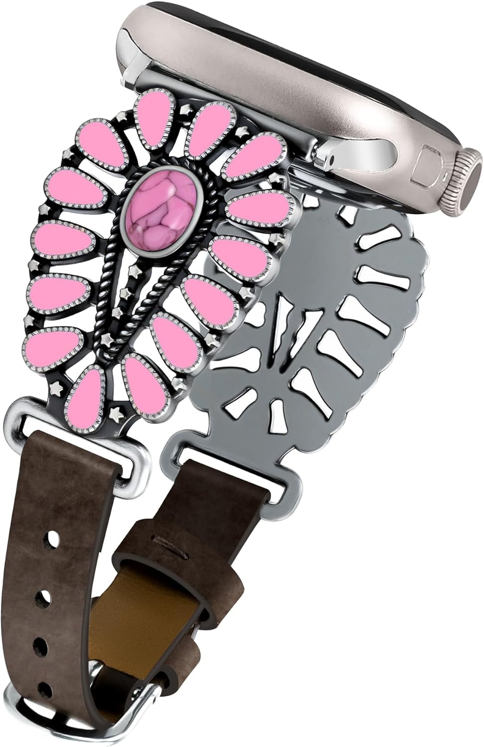 JR.DM Leather Band Compatible with Apple Watch Women 38/40/41/42/44/45/46/49mm Western Designer Boho Turquoise Retro Tribal Classic Straps for iWatch Series 10 9 8 7 6 5 4 3 2 1 SE Ultra