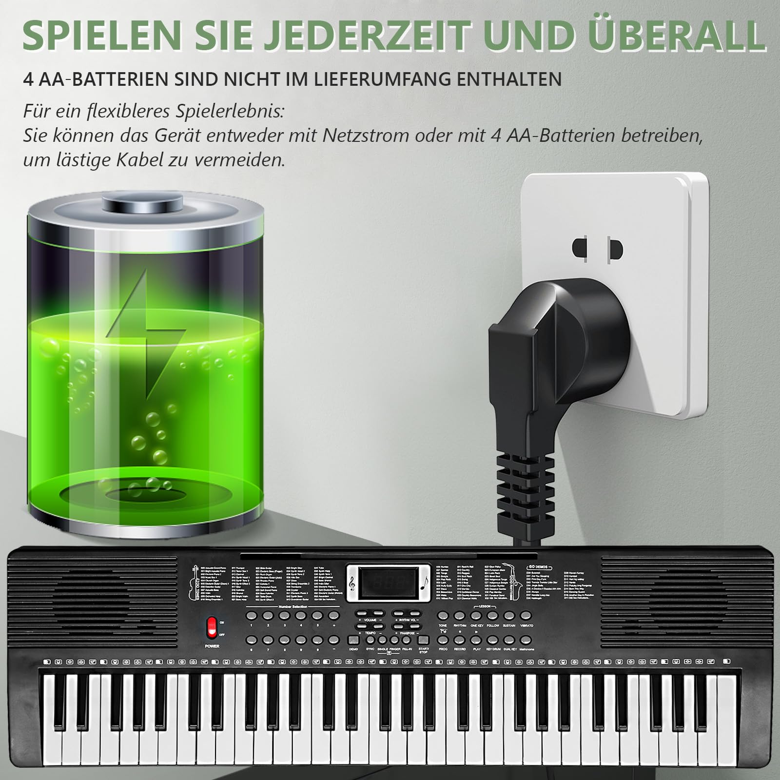 Bonnlo 61-Tasten Keyboard Set mit Ständer, Hocker, Kopfhörer & LED-Display mit eingebauten Lautsprechern – 3 Lernmodi, 200 Klänge, 200 Rhythmen, für Anfänger & Fortgeschrittene, Schwarz