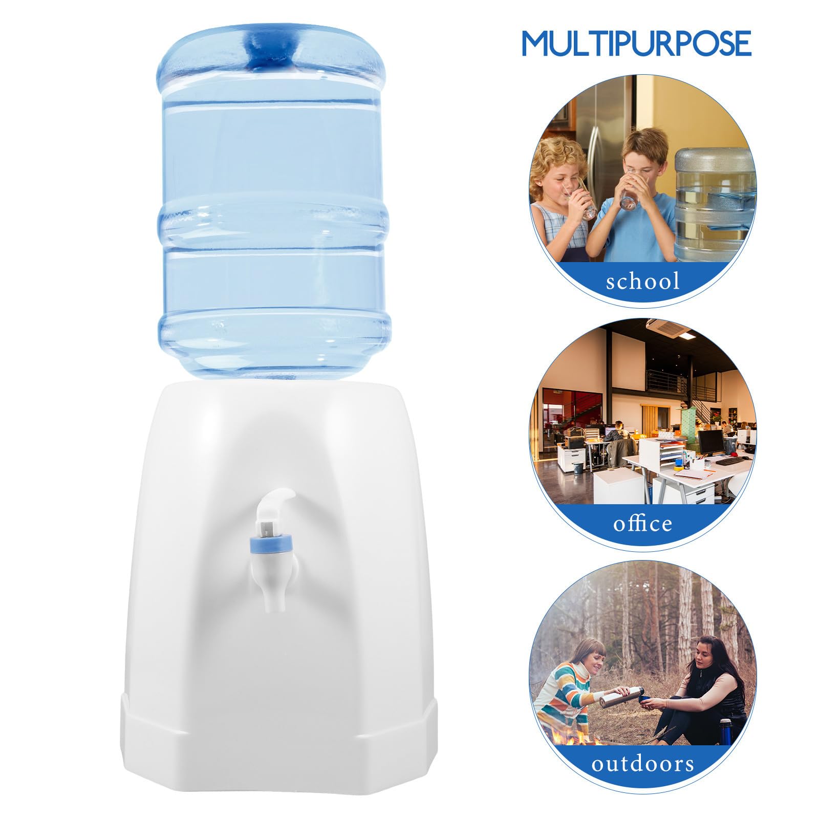 Operitacx Tragbarer Kompakt Kleiner aus Kunststoff Wasserspender mit Zapfhahn Weiß als Tisch Kaltwasserspender für Frisches Trinkwasser für Picknicks und Outdoor Nutzung