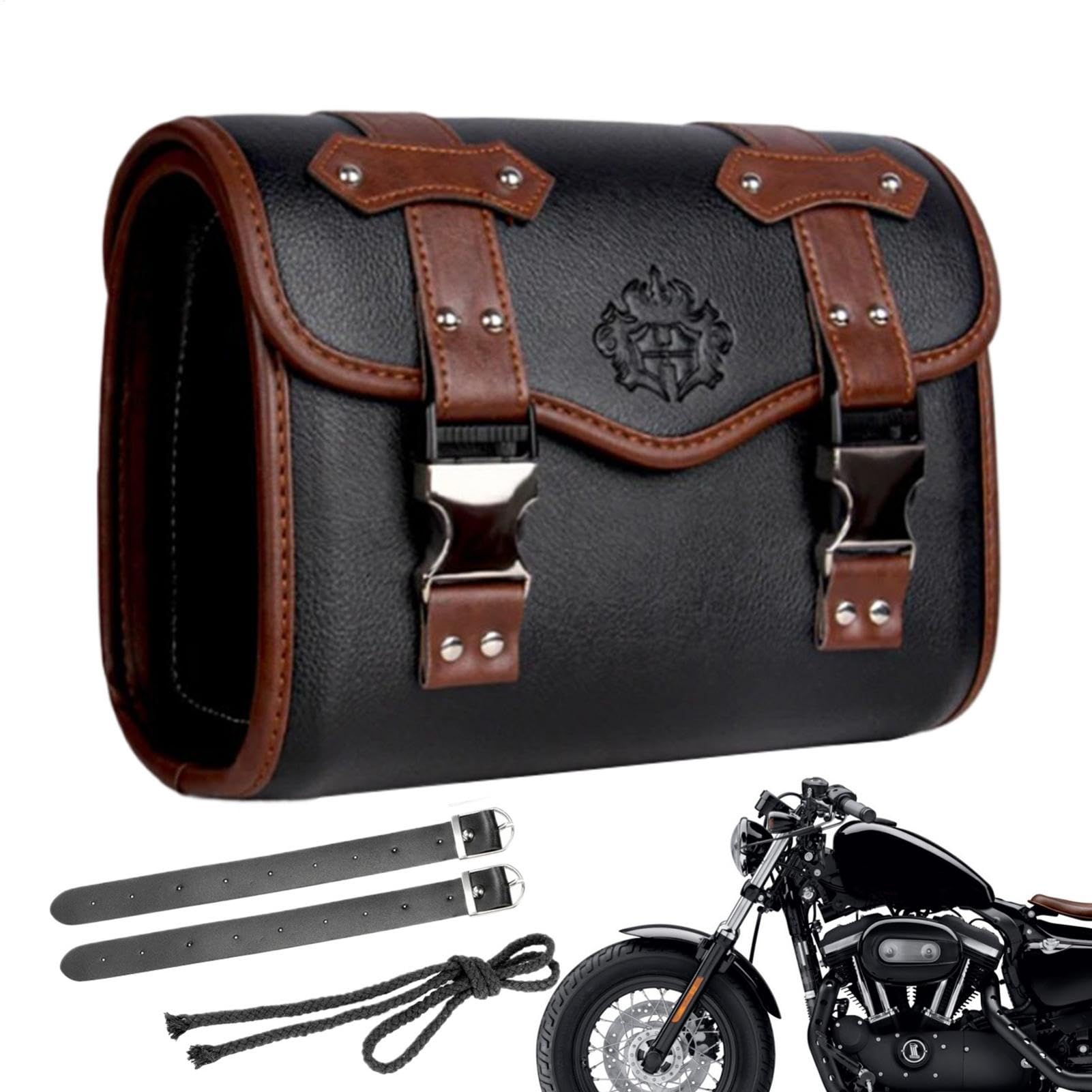 Sac à Outils de Moto en Cuir avec 2 Sangles Qui s'adaptent à Toutes Les