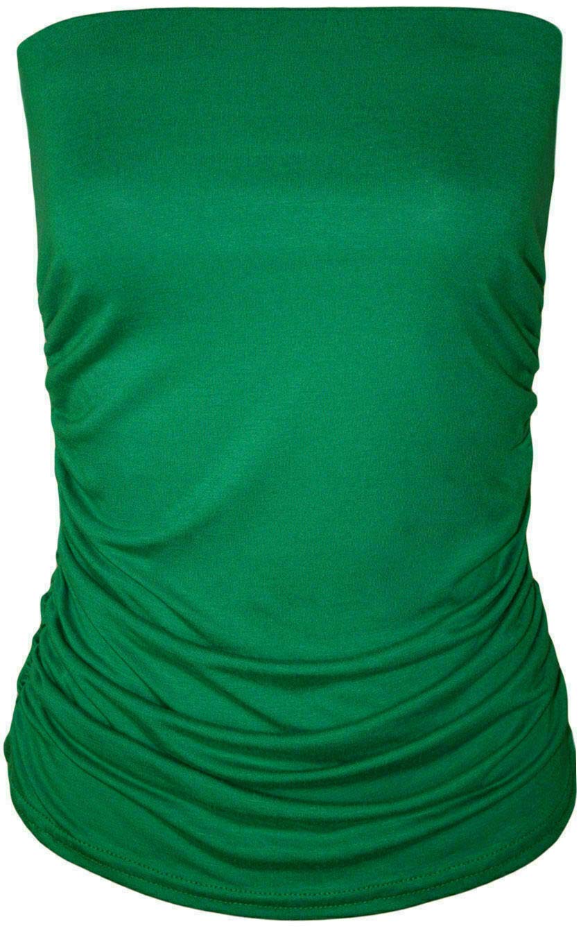 Ladies E-COMMUNICATIONZ Boob Tube Bandeau Strapless Sleeveless (Jade Green, XL (UK 14-16))
