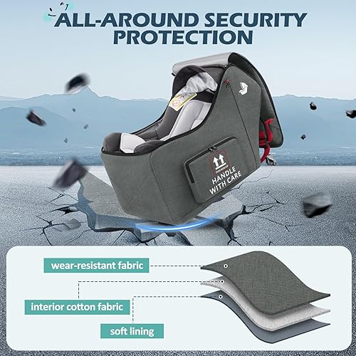 Miniatura 4 de RAINSMORE Bolsa de viaje para asiento de automóvil infantil para avión, compatible con todos los asientos de automóvil Nuna Pipa y base Chicco