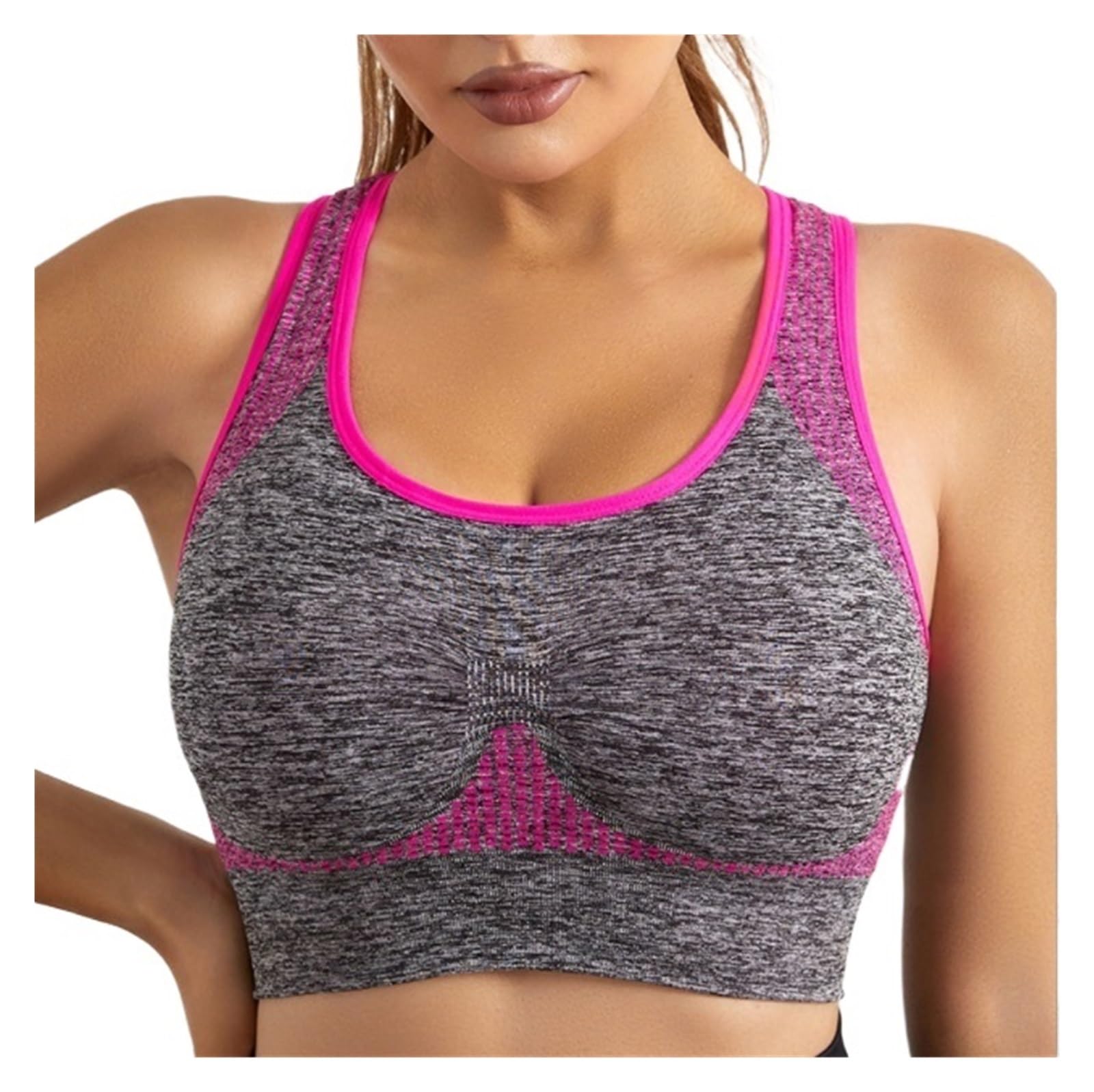 Reggiseno Sportivo Reggiseno Sportivo Imbottito da Donna, Traspirante Senza Cuciture con Schiena Scoperta for Yoga Fitness Donna(Rot,Large)