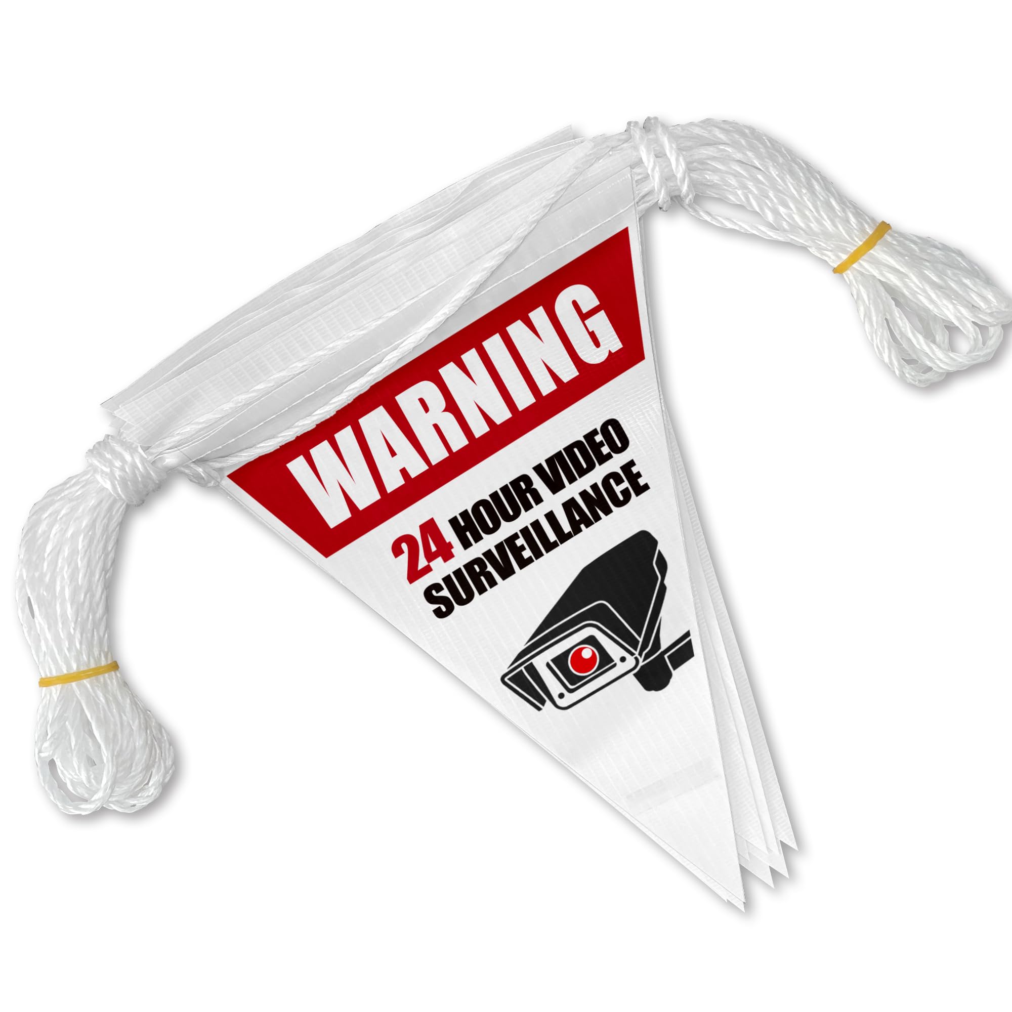 Wimpelflagge „24h Videoüberwachung“, 17,8x25,4x91,4 Cm – Wetterfest, Doppelt Genäht, Hohe Sichtbarkeit, OSHA-konform