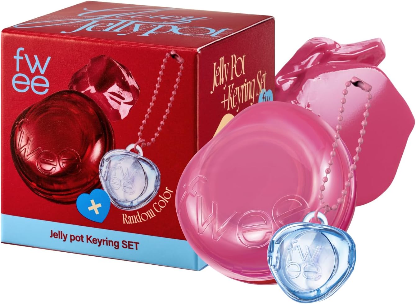 Glowy Jelly Pot + Keychain SET | Dewy Jelly Lip & Blush Color, Tinted Glow Jelly Balm, Dewy Buildable Finish – Lolly (Candy Pink) | 0.14 oz