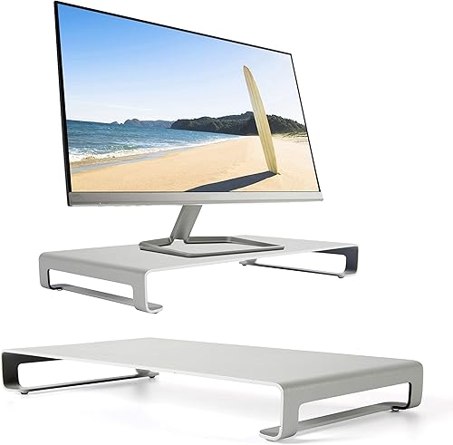 Miniatura 8 de M&T Displays Soporte universal para monitor de 31 libras, capacidad de transporte segura, organizador de estante de metal de aluminio para