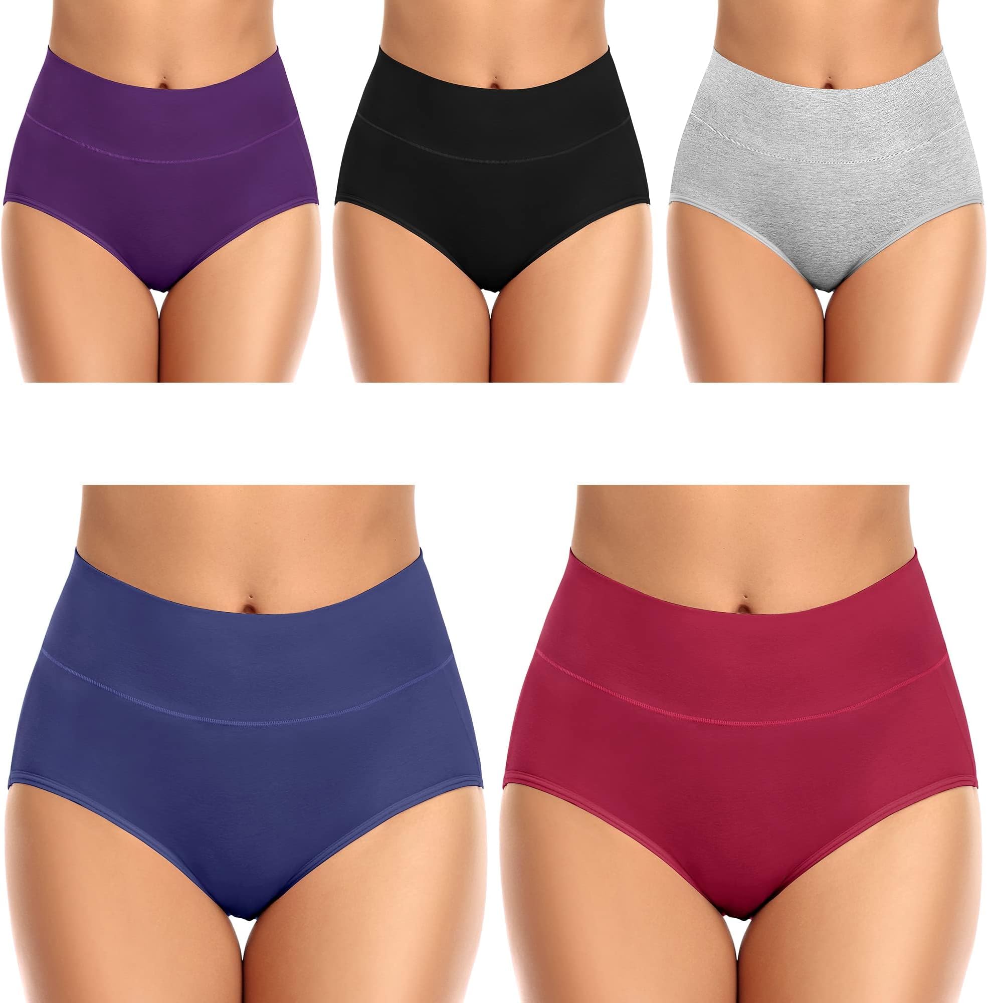 Womens Tummy Control Underwear Cotton High Waisted Full Briefs Soft Breathable Ladies Panties Multi Pack
