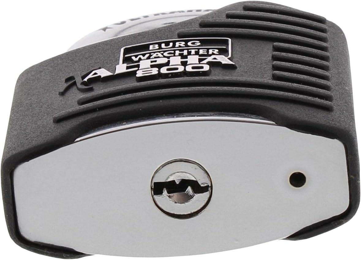Burg-Wächter Padlock 11mm Shackle Thickness Ultra Hard Drill and Pinch Protection 2 Keys Alpha 800 65 SB