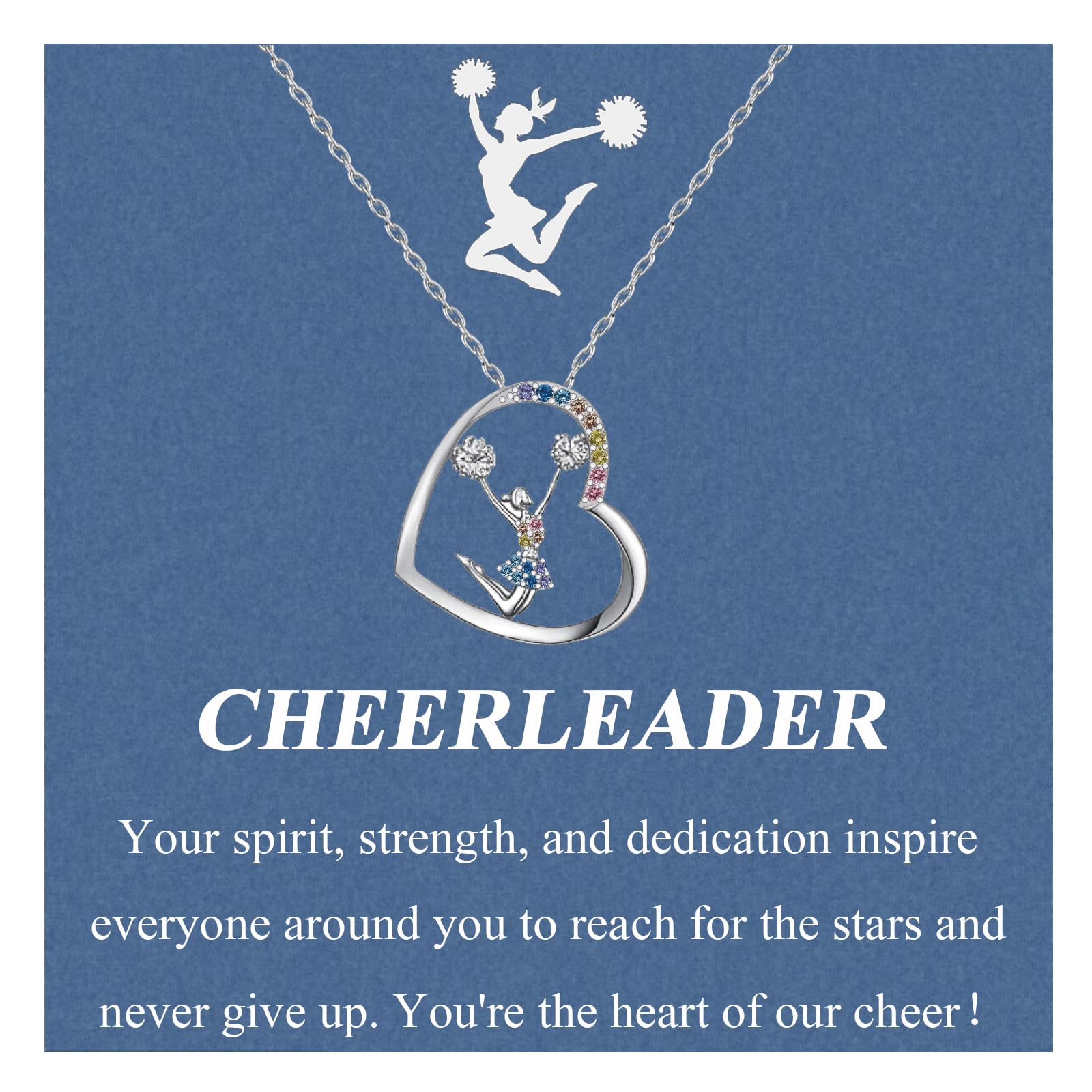OAVOOK Cheerleader Gifts for Girls Cheer Necklace Cheerleading Coach Gifts Jewelry for Birthday, Graduation, Christmas