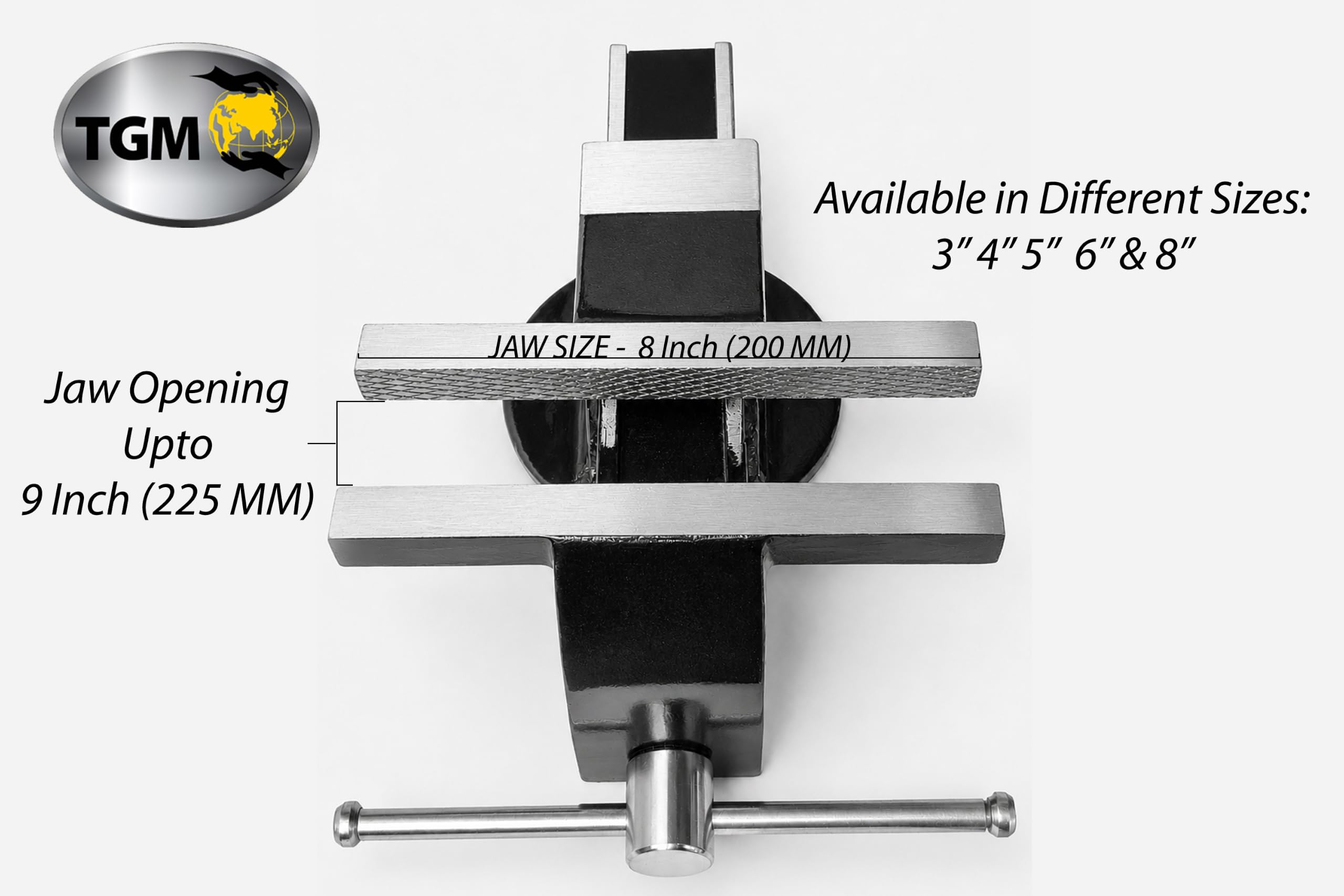 TGM METALLICS Heavy Duty Steel Bench Vice 8 Inch Fixed Base Steel Vise 200 MM Bench Clamp Tool Professional Blacksmith Multi Vice Tool Table Clamp 2
