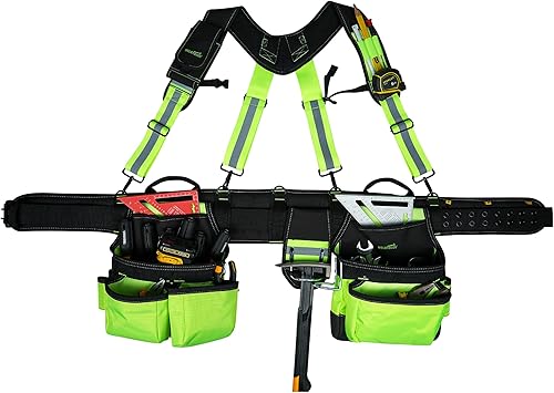 Miniatura 9 de MELOTOUGH Cinturón de seguridad reflectante con tirantes, bolsa de herramientas de alta visibilidad, tirantes para construcción de cinturón de