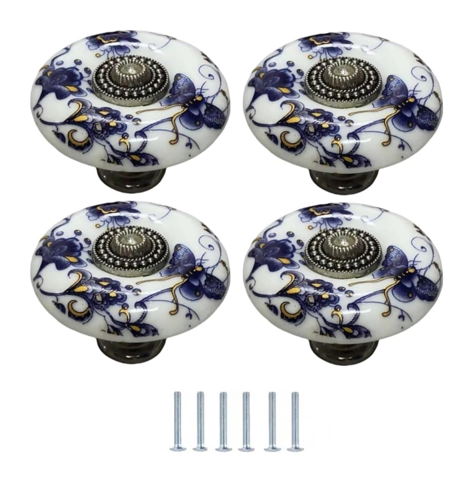LQZAXSRDR Ceramic Cupboard Drawer Handle Knobs, Ceramic Door Drawer Knobs Handles Multicolor 4 Pack(38 * 29mm White)