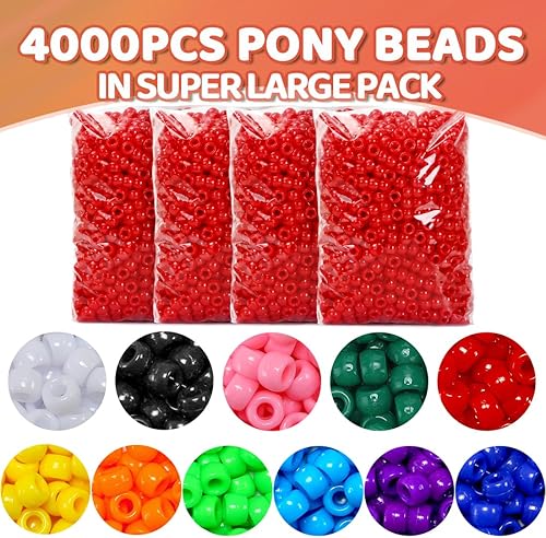 Miniatura 8 de Praisebank, 1000 cuentas de poni transparentes rojas, cuentas para hacer joyas, cuentas para manualidades, cuentas para el cabello, cuentas para