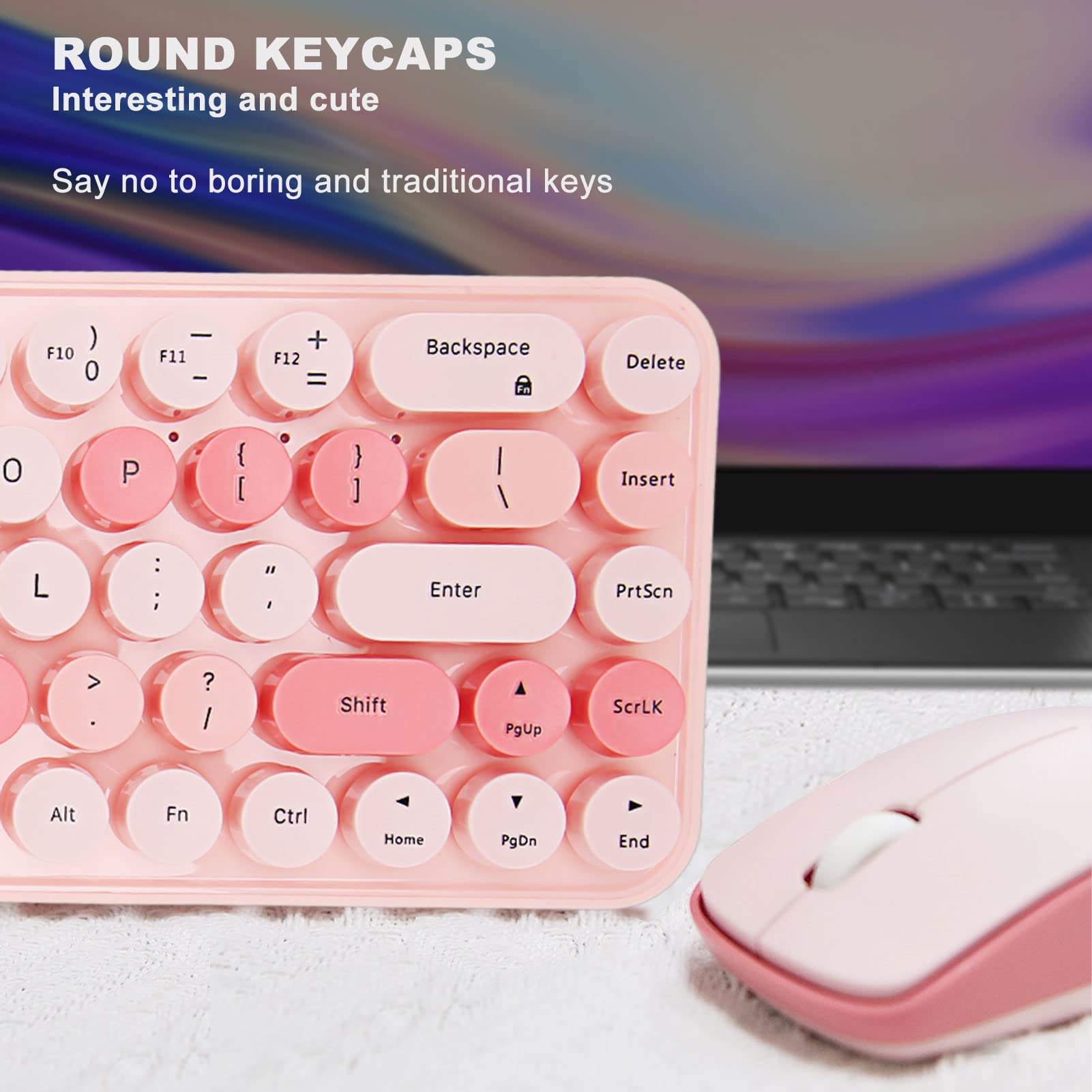 Amazon.co.jp: ワイヤレスキーボードとマウスのコンボ、68キーかわいい