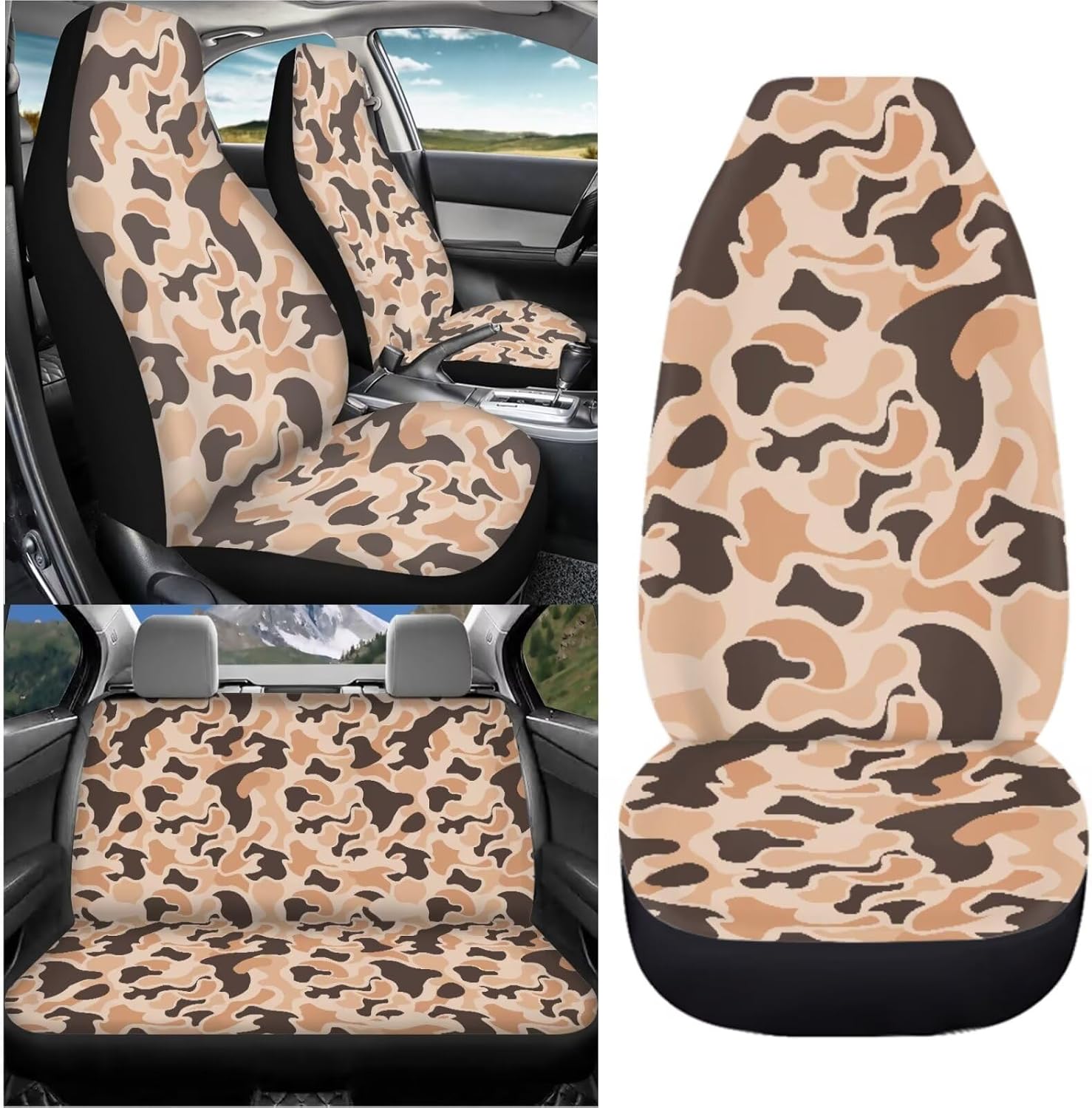 GePrint Duck Hunting Camouflage Car Seat Covers Full Set Soft Automotive Vehicle Seat Cover Breathable Easy Installation Universal Fit for Vehicles,Cars,Suvs,Vans,Sedans