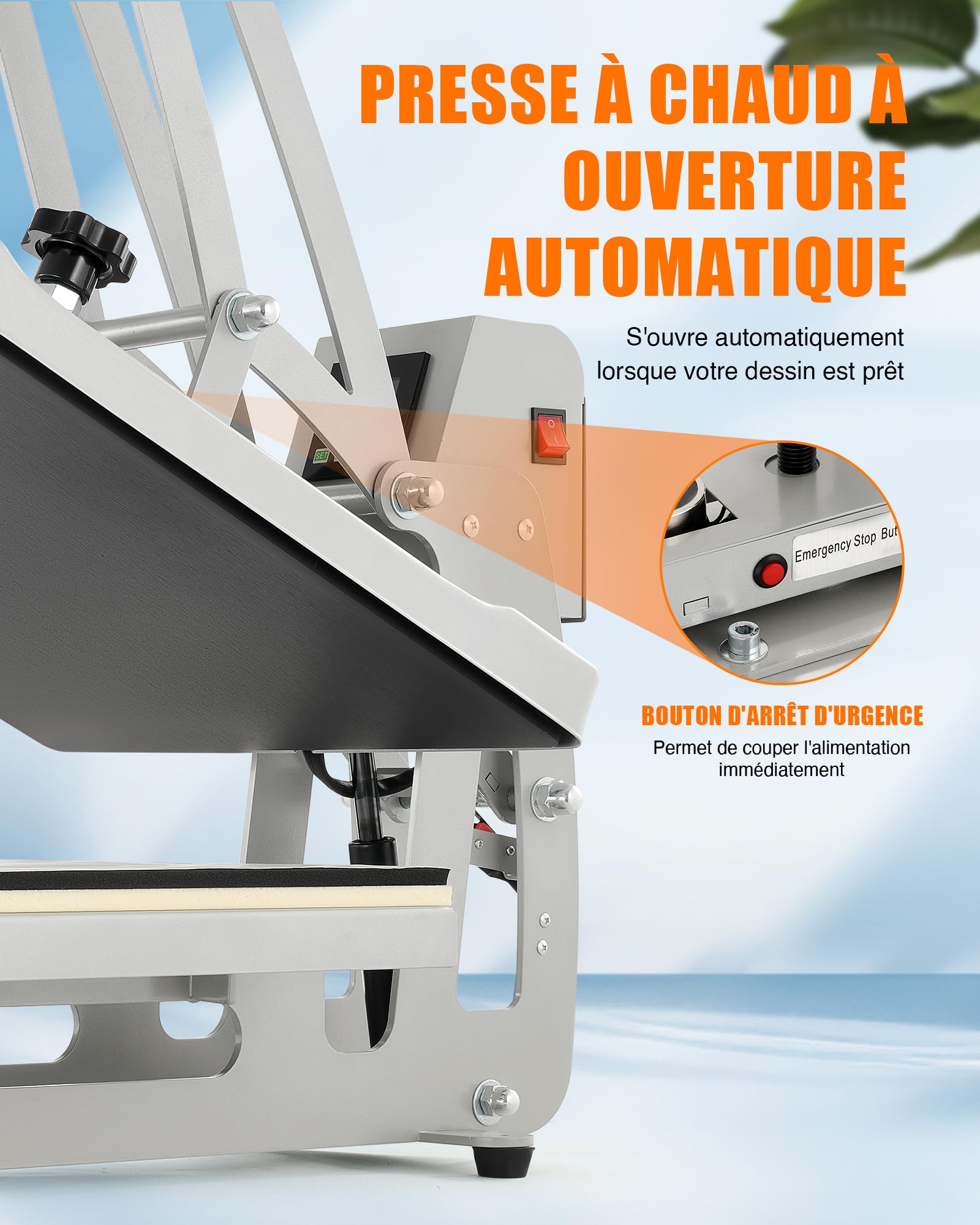 CREWORKS 40x50cm Autopress Machine de Presse à Chaud Automatique 2200W avec Base Coulissante Transfert de Chaleur à Domicile pour T-shirts Sacs Tapis de Souris Cadeaux Charité Entreprise