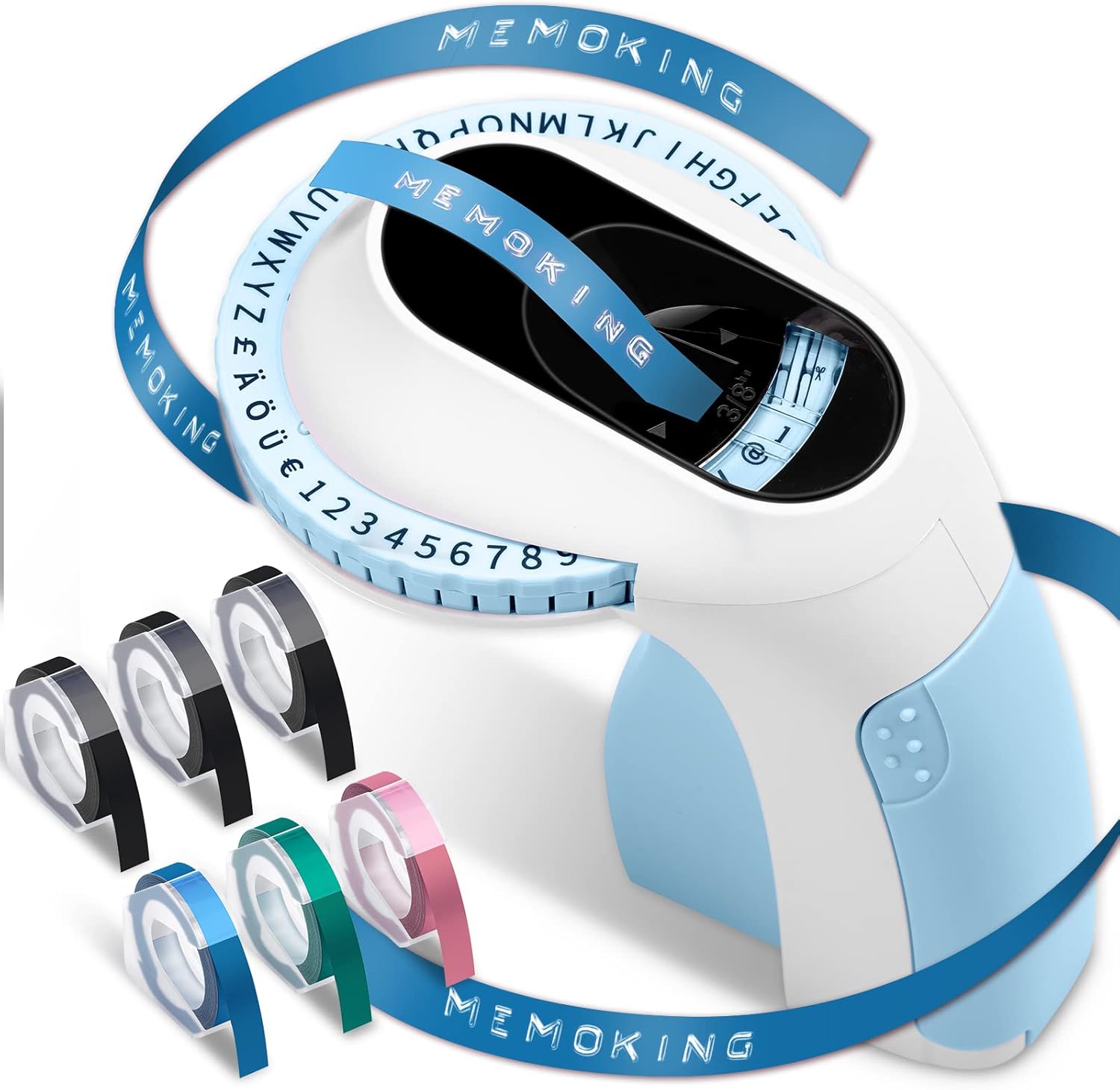 Memoking Embossed Label Maker Machine with 6 Rolls of 3/8