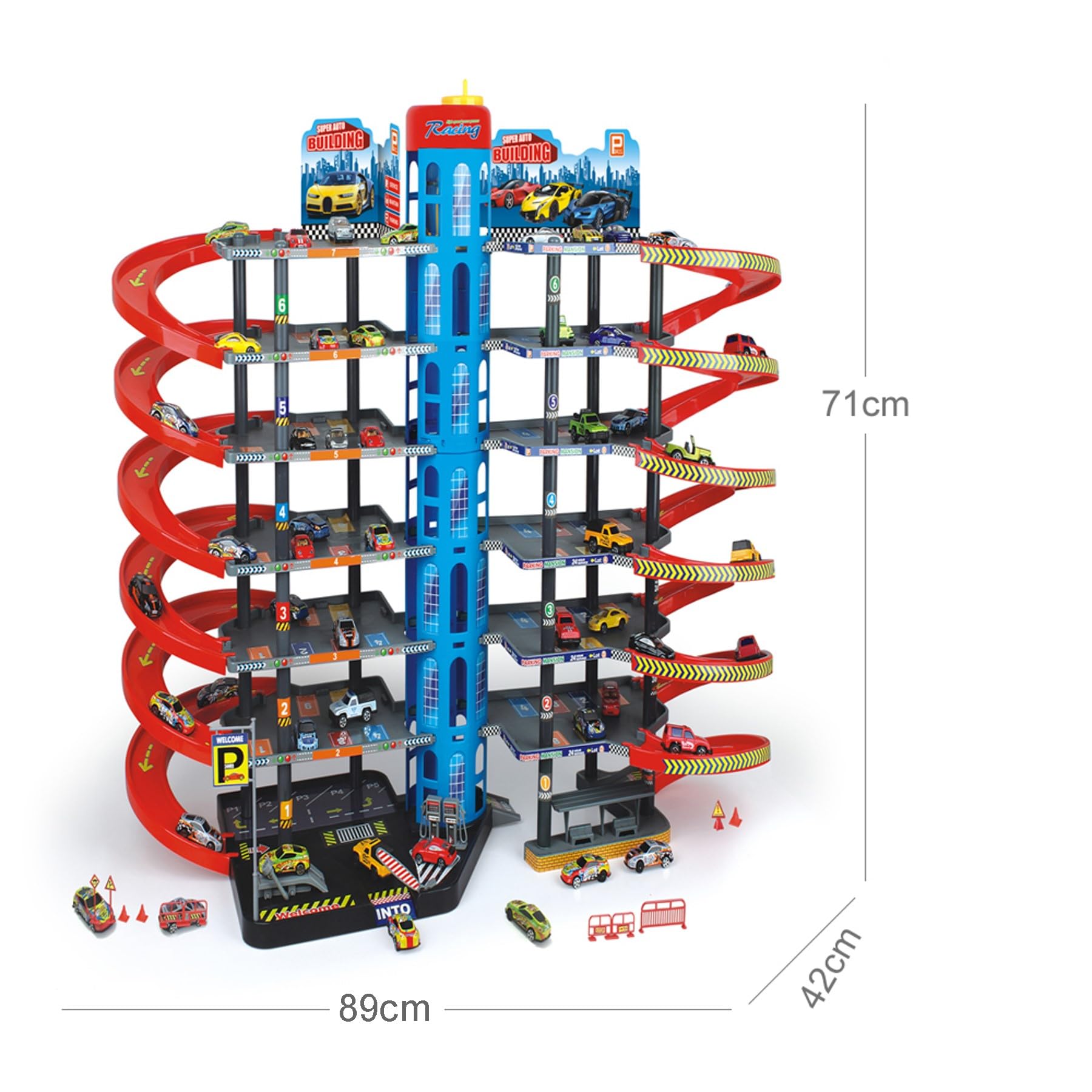 Kit de jeu avec voitures et de nombreux accessoires pour enfants - Garage jouet au choix (garage XXL avec 10 voitures de jeu)