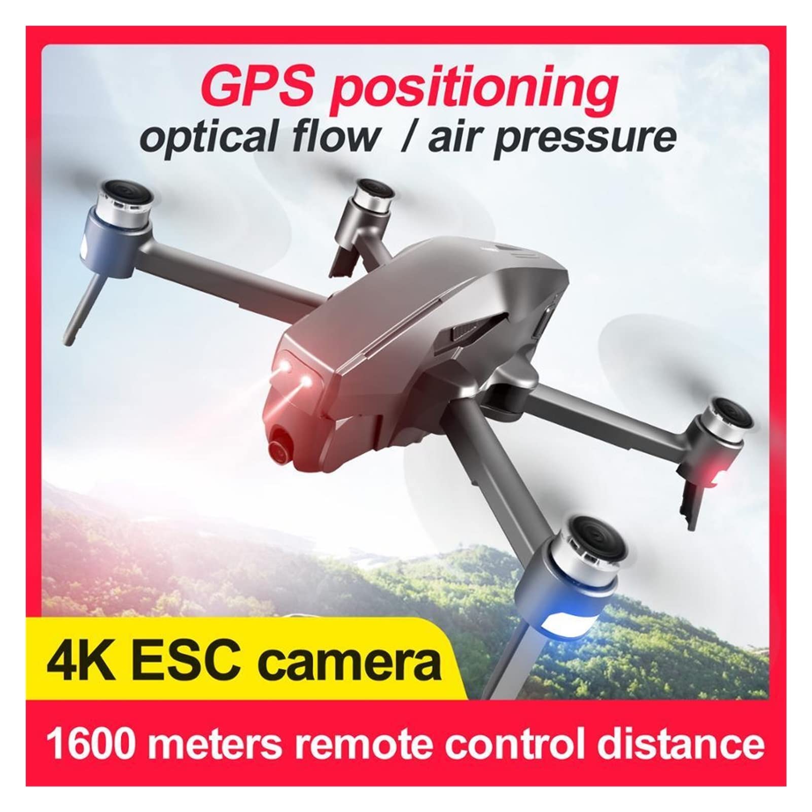 M1 Drone GPS Quadcopter z kamerą 4K HD 1,6 km WIFI Wideo na żywo 1,6 km Odległość kontrolna Lot 25 minut dronem z dronem kamery (Kolor: dron z kamerą 4K)