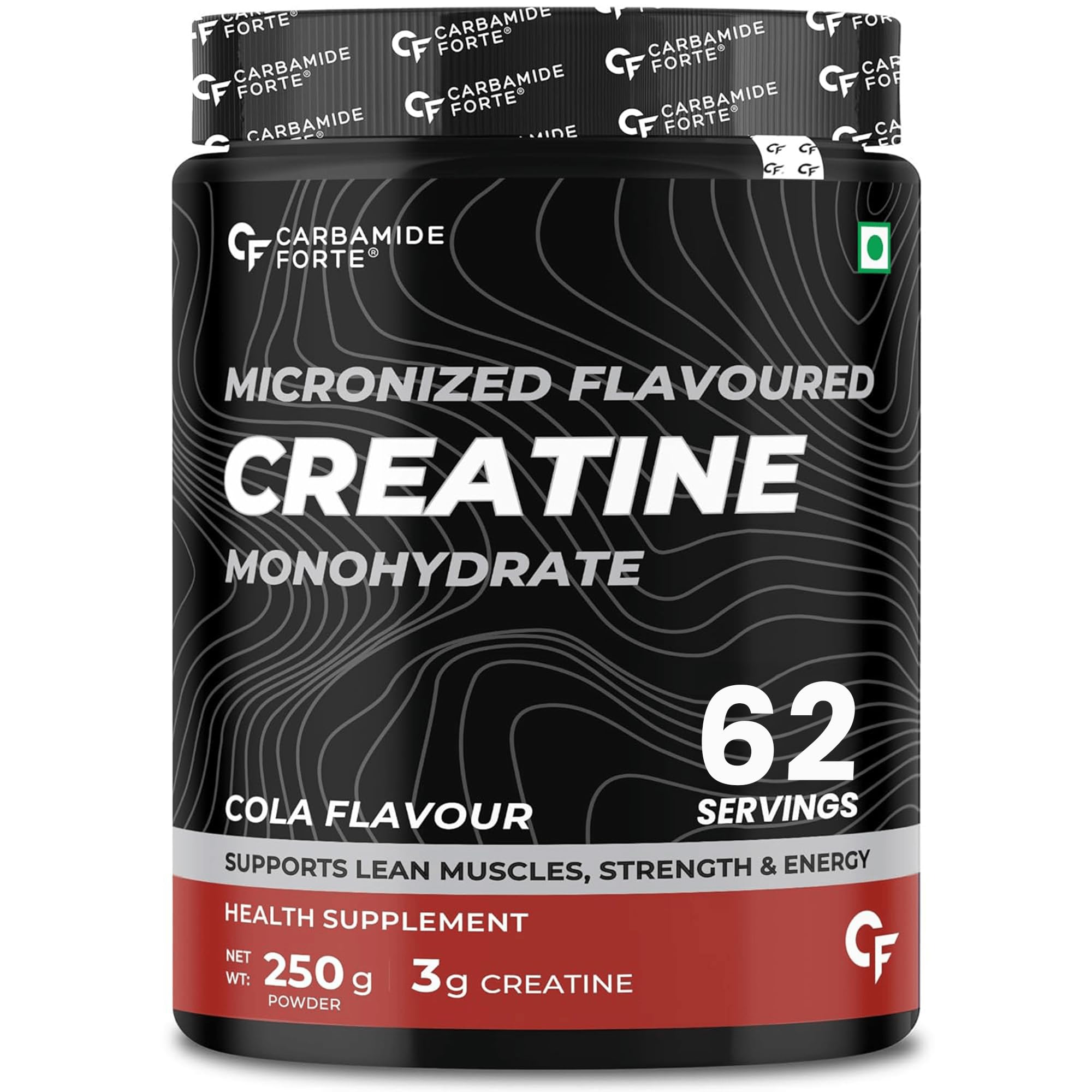 Micronised Creatine Monohydrate Powder | Creatine Supplement for Lean Muscle Volumization, Strength & Energy-Cola- 62 Servings - 250 Grams