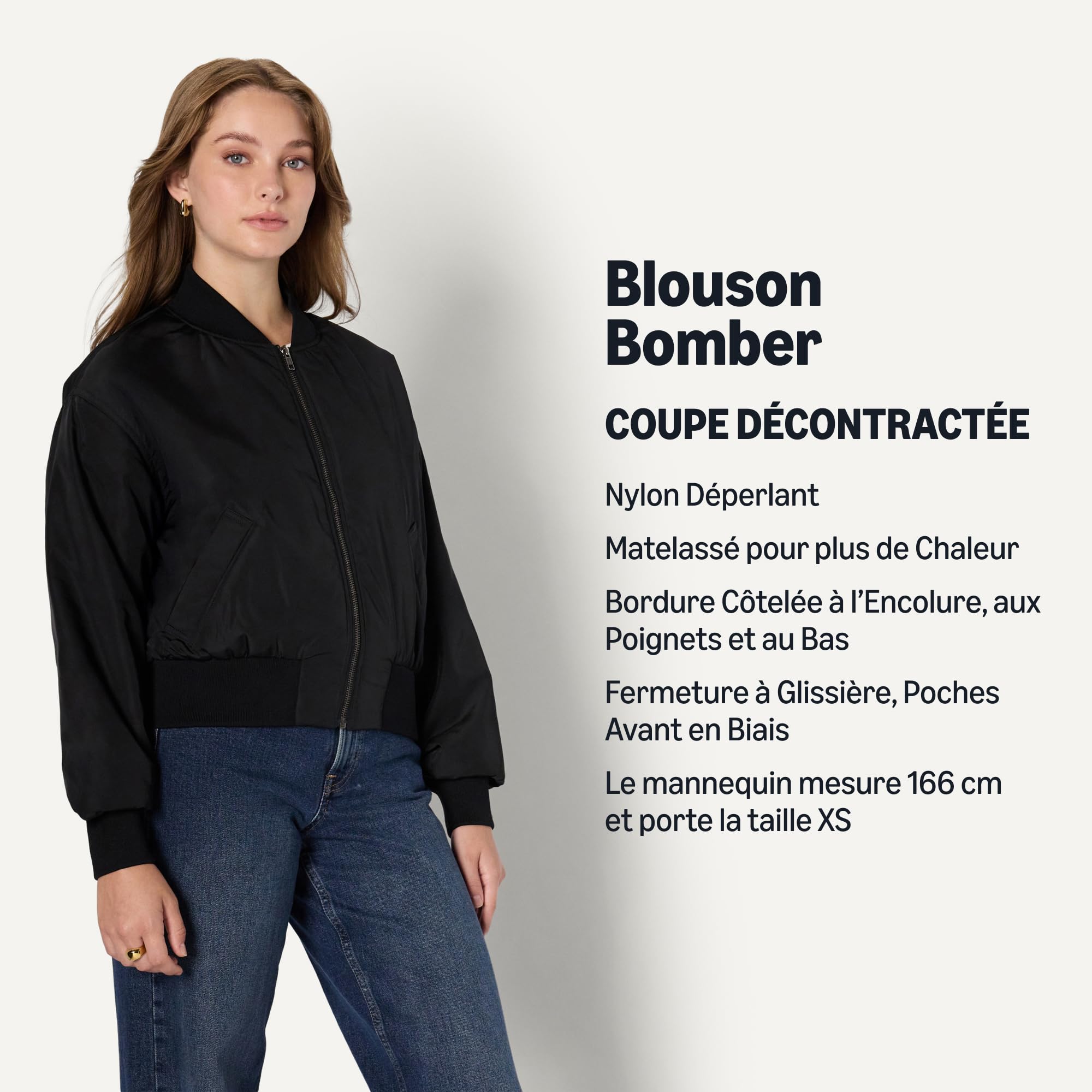 Amazon Essentials Blouson Bomber en Denim Coupe Décontractée Femme