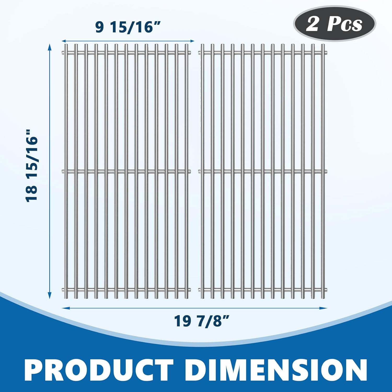SafBbcue 66801 Stainless Steel Cooking Grates for Weber Genesis II E-210 LX S/E-240 Series Gas Grills 2017 and Newer, for Weber 60010001 65010001 60004001 65004001 66904 Grates