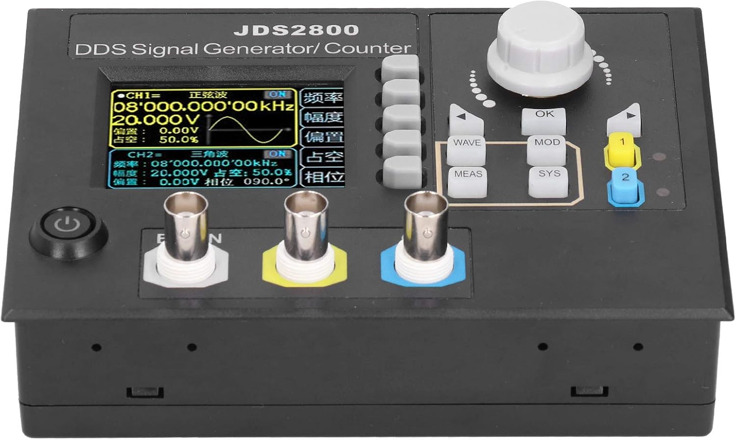 Eujgoov JDS2800-60MHz Function Generator 2.4in LCD DDS Channel Source AC100-240V(US plug)