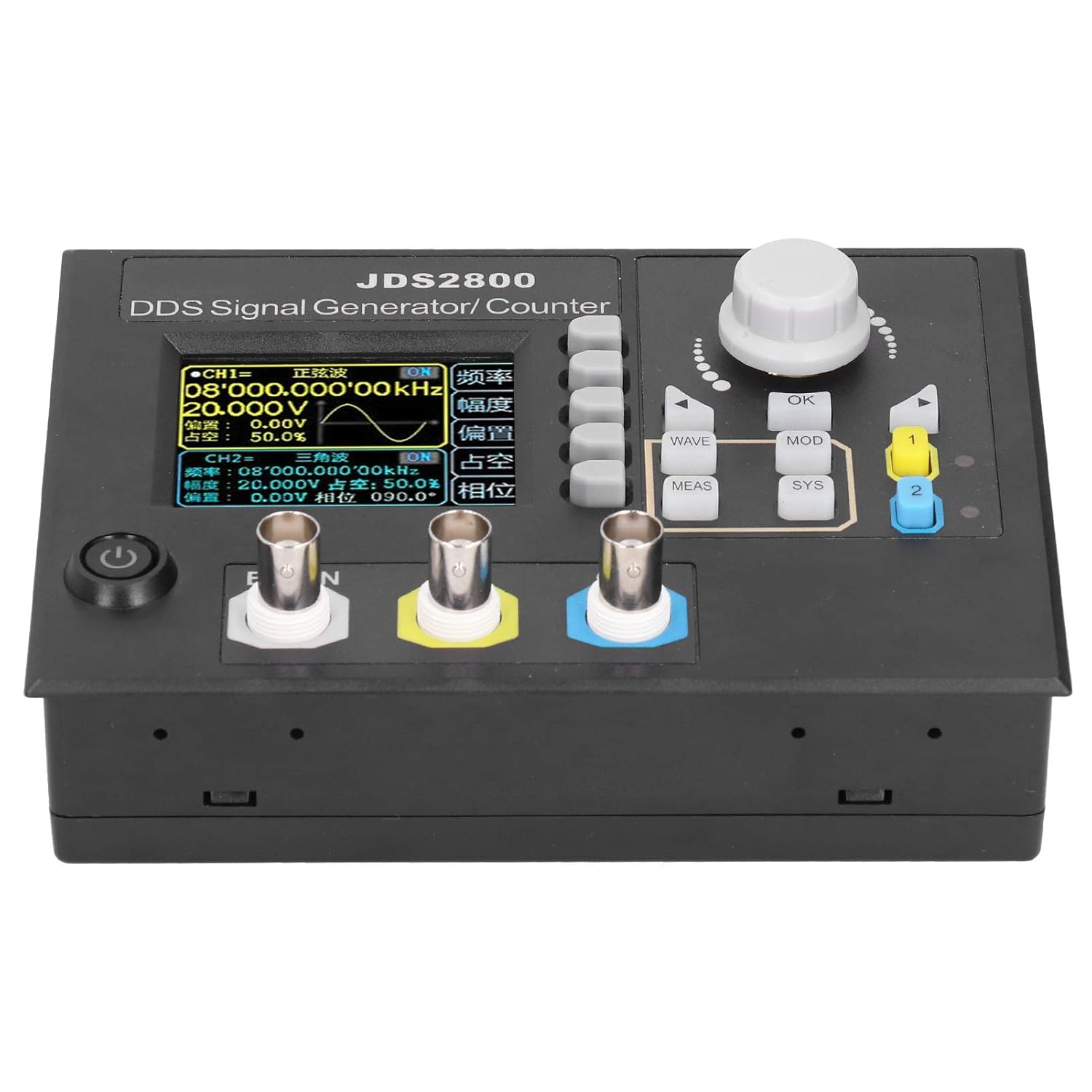 JDS2800-60MHz Function Signal Generator 2.4in LCD DDS Dual Channel Signal Source (US Plug)