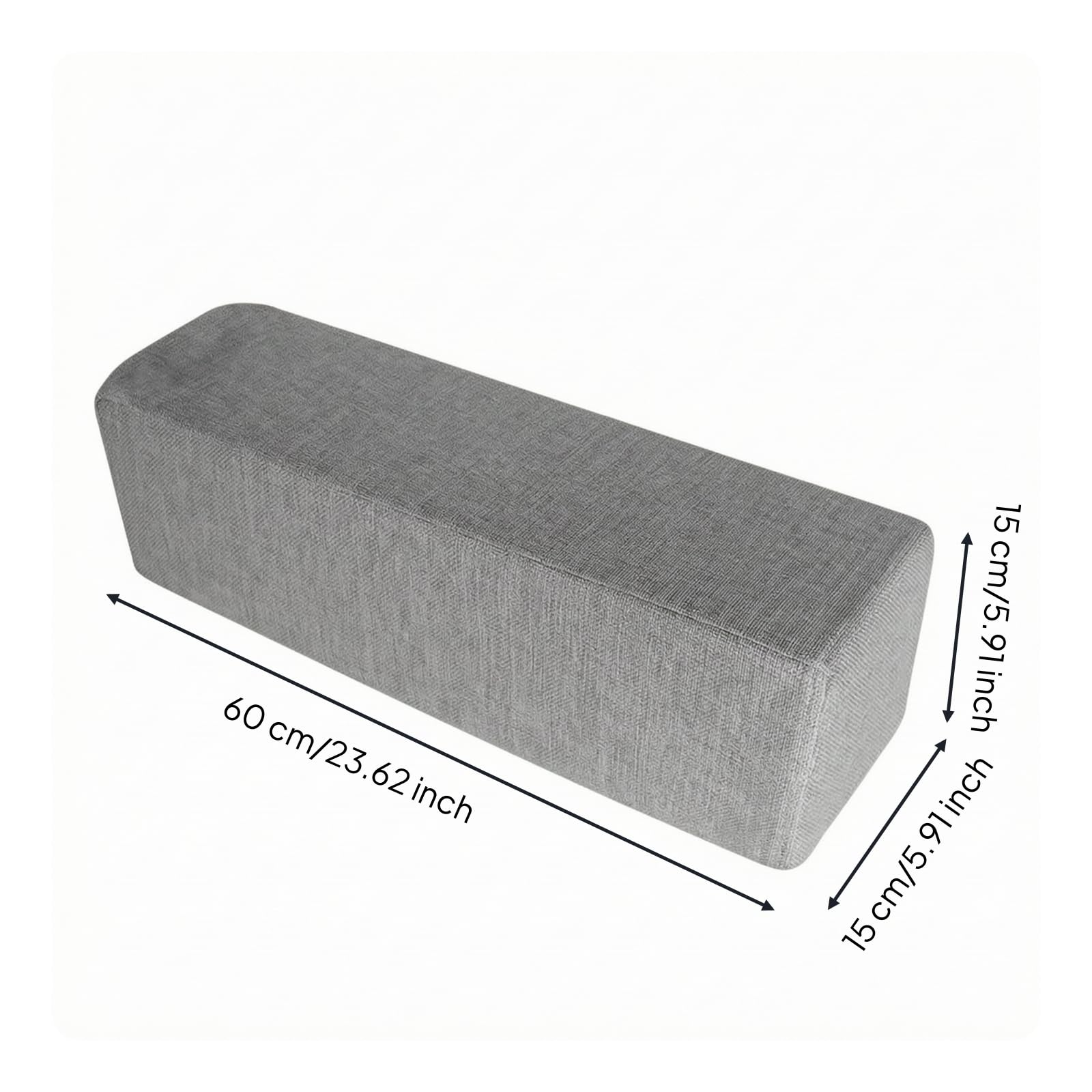 Cuscino per Bracciolo Traspirante | Forma Rettangolare Compatta, Delicato sulla Pelle, Cuscino Riempispazio per Divano, Lettura, Grigio Scuro, 60x15x15cm