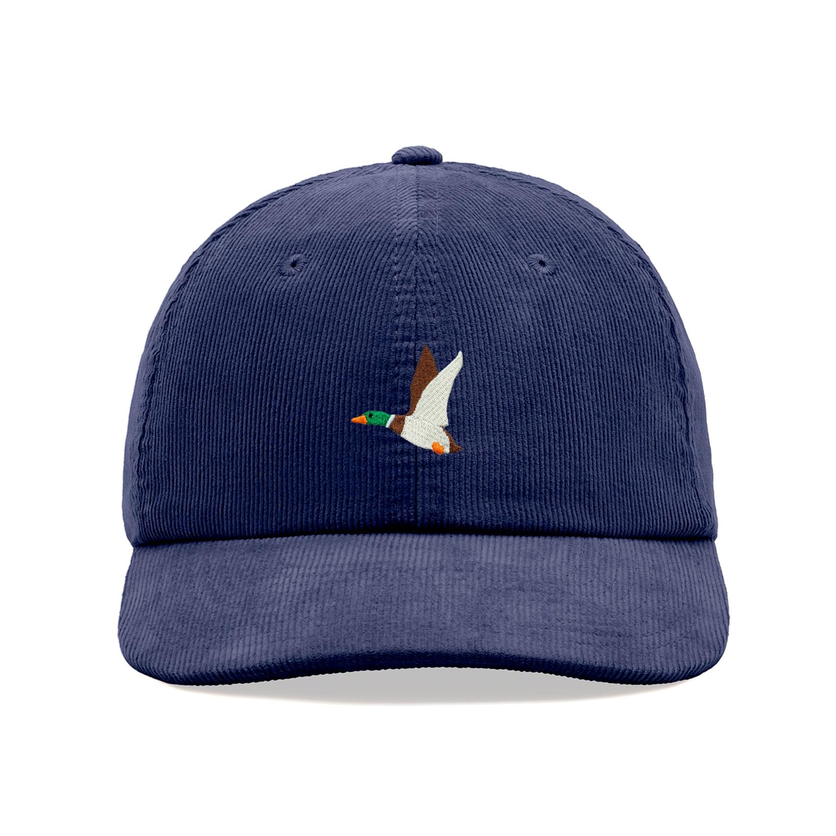 Flying Duck Corduroy Baseball Cap Vintage Unisex Dad Hat Adjustable Bird Mallard Oxford Navy