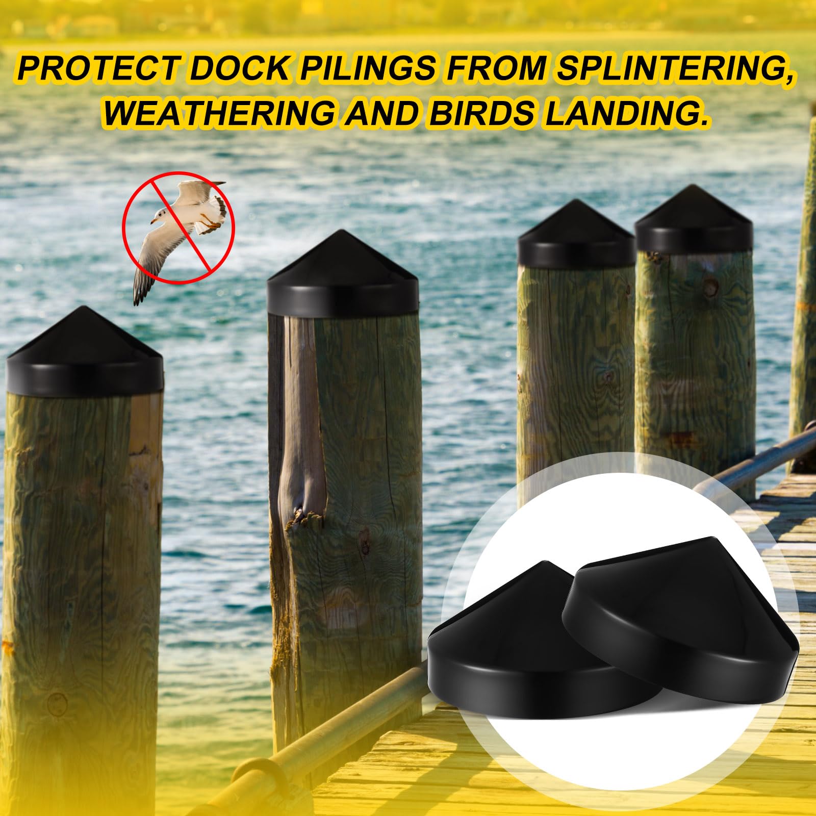 Snapklik.com : 4 Pcs Marine Dock Piling Cap Piling Cone 9 X 9 X 4.92 ...