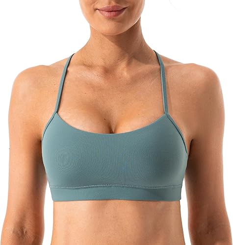 Miniatura 2 de Lavento Brasier deportivo con espalda en Y para mujer, tirantes delgados, acolchado delgado, de bajo impacto, para entrenamiento y yoga