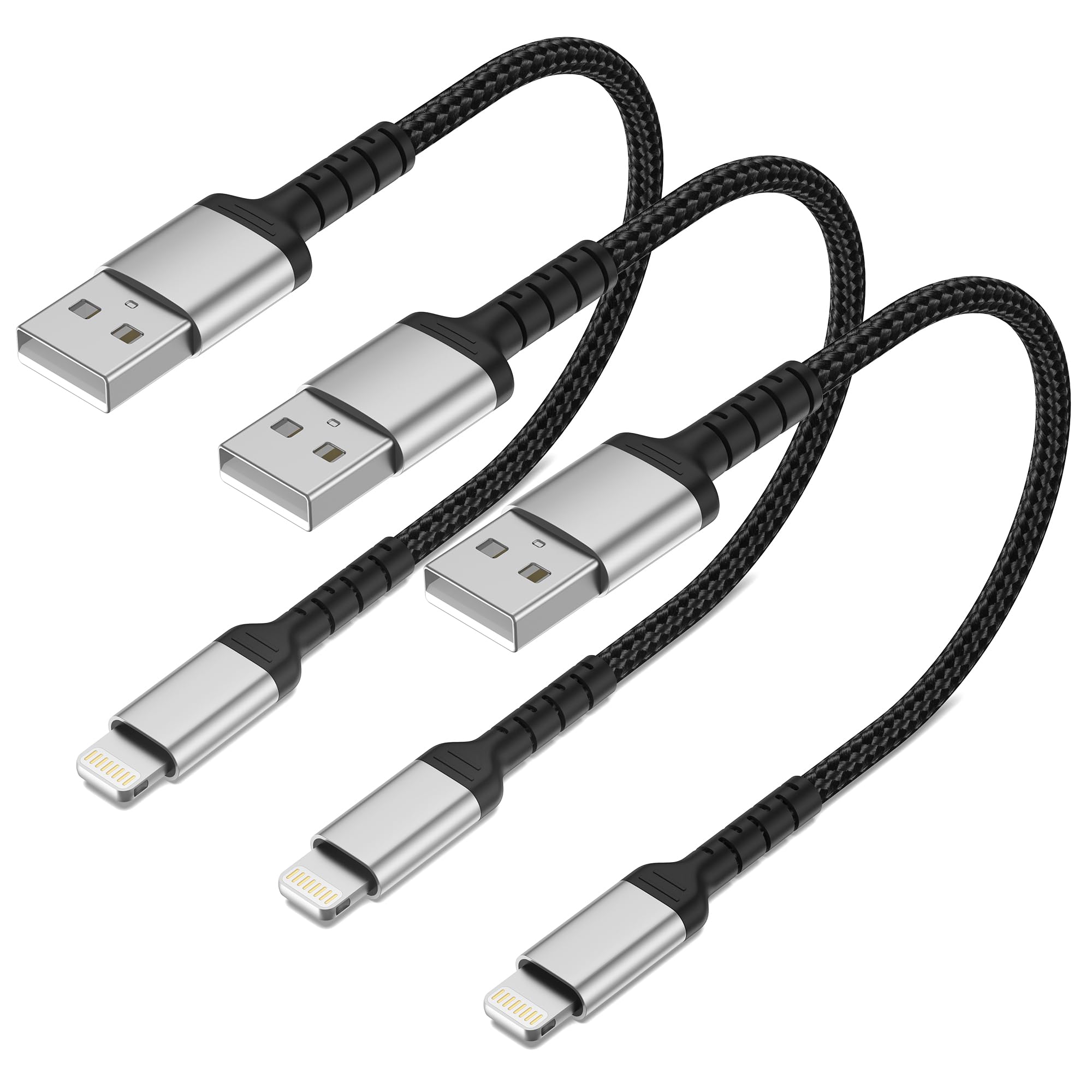 ADILIFT iPhone Ladekabel Kurz 20CM, 3Pack USB A auf Lightning Kabel MFi Zertifiziert Nylon iPhone Schnellladekabel Kompatibel für iPhone14 13 12 11 Pro Max Xs Xr X 8 7 6 Plus SE iPad Air/Mini