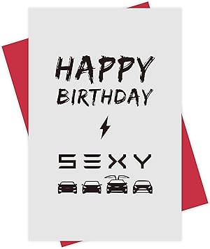 Amazon Com Tesla Inspired Happy Birthday Card Creative Car Bday Card Greeting Card For Husband Boys Him Her Office Products