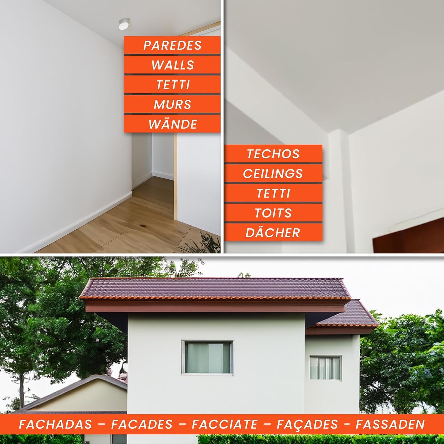 PECTRO Set Peinture blanche mur et plafond 6,6kg (4L) Kit avec rouleau, pinceau, grille et ruban | Interieur Exterieur Enterrés - Acrylique et lessivable au fort pouvoir couvrant - Emballages recyclé