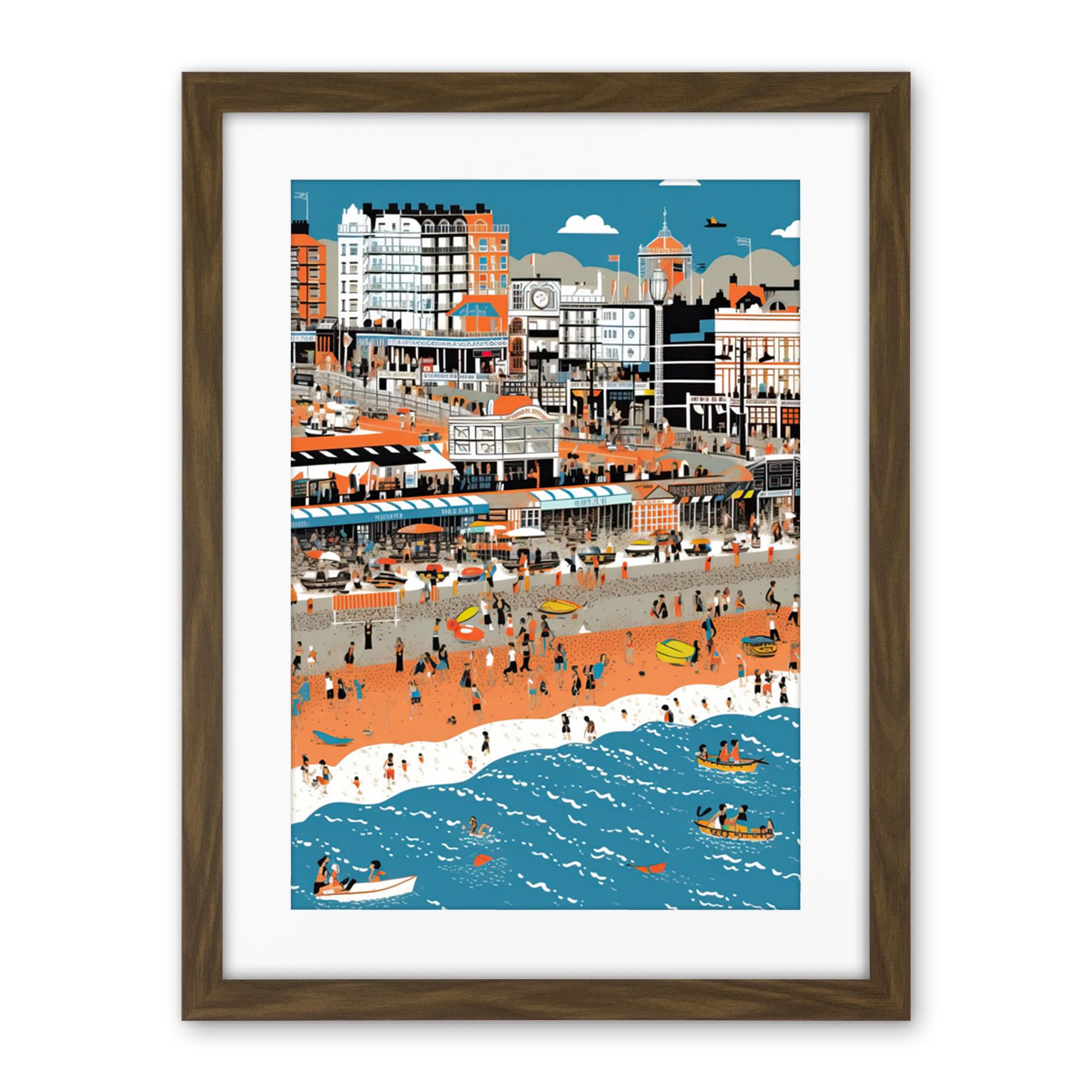 Artery8 Brighton Beach and Palace Pier Modern Abstract Artwork Framed Wall Art Print 18X24 Inch