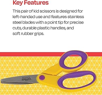 Amazon | School Smart Kid's Scissors - 13cm Pointed, Lefty | 学校