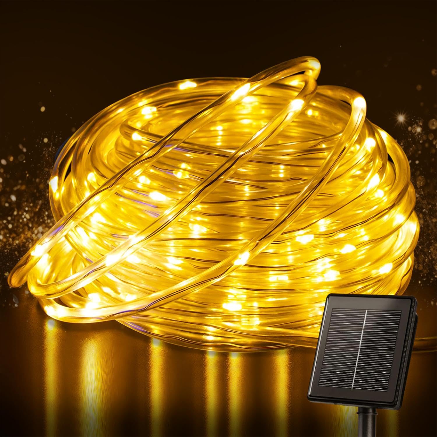Solar Lichterkette Außen Wasserdicht - 120 LED 12.2 m Lichterkette mit 8 Modi, Lichterkette für Terrasse, Garten, Baum, Weihnachten, Hochzeit, Hof, Zaun, Party, Innen- & Außendekoration (Warmweiß)
