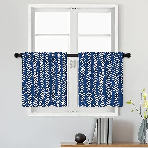 Batmerry Cortinas de teñido anudado Shibori, de tinta abstracta, japonés, moderno, batik, para cocina, cortinas cortas de poliéster multicapa opacas disponible en Yaxa El Salvador
