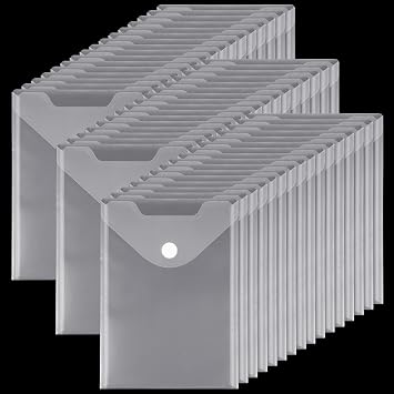 48Pcs A5 Plastic Envelopes Clear 7 X 10 Die Cut Storage Pocket File Folder