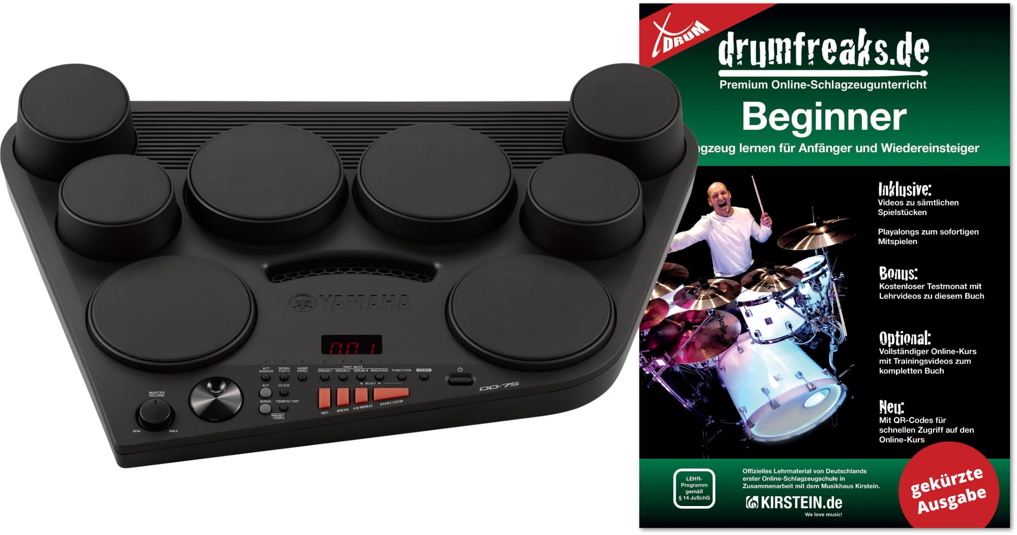 Yamaha DD-75 E-Drum Set (inkl. Schlagzeug Schule & Netzteil) schwarz