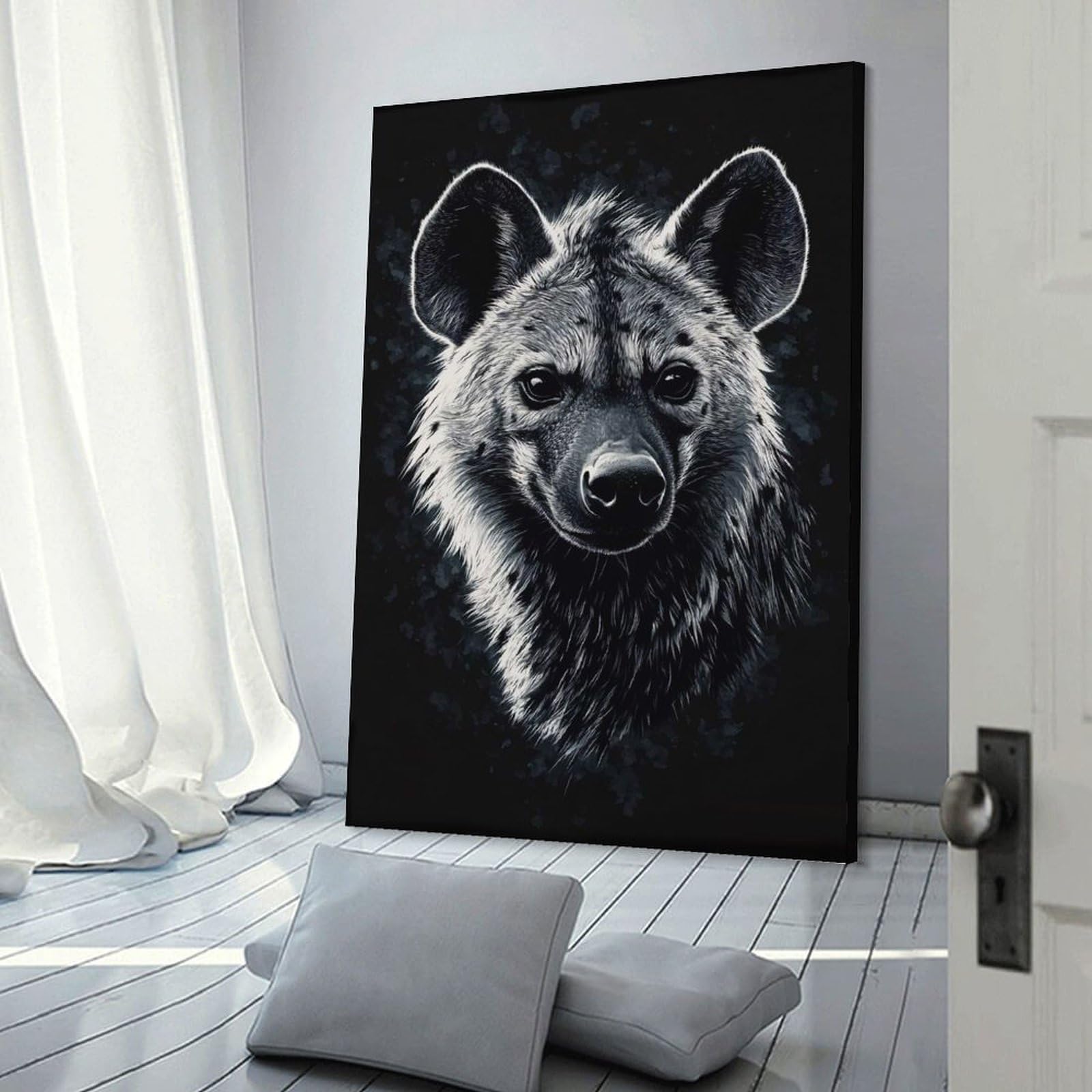 Junmoney Hyena Portrait Wall Picture Print, 20x30inch(50x75cm), for Apartment Walls, Studios Or Work Areas, Stylish Wall Art for Fresh Spaces