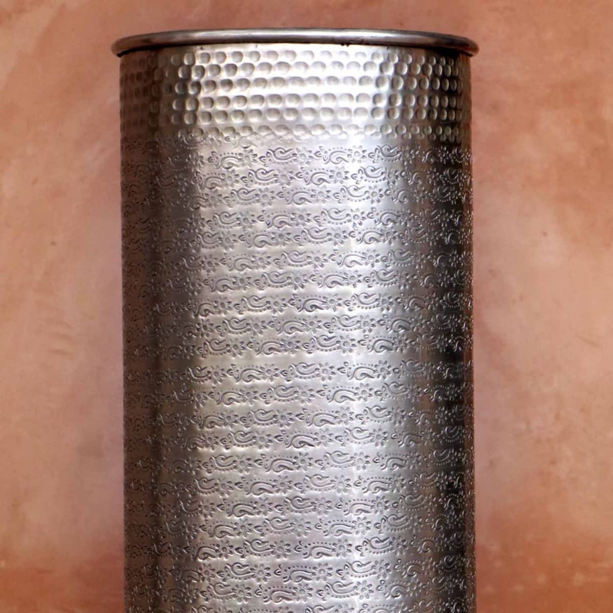 Casa Moro Portaombrelli orientale Cadiz, argento, 21 x 51 cm, rotondo, in alluminio con battuta a martello, di lusso, unico portaombrelli per bastoncini, ombrelli RSH300