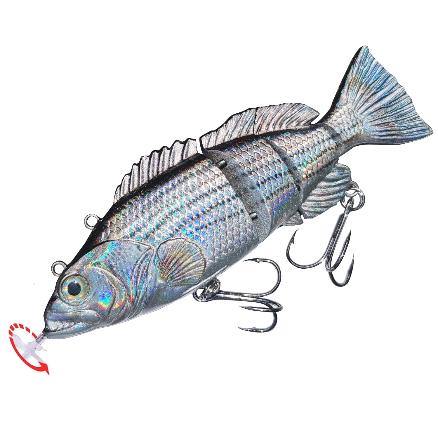 Leurre de natation robotique 13 cm Leurre de pêche électrique 4 segments articulés Swimbait rechargeable USB pour bar, truite, brochet