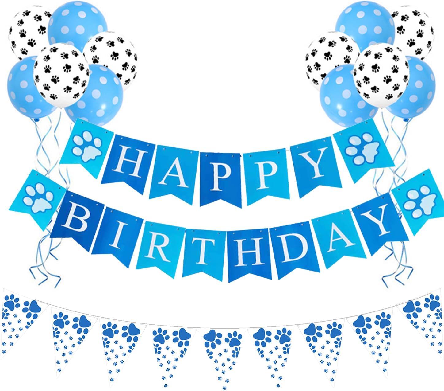 Dog Banners Paw Paper Garland Dog Happy Birthday Paper Hanging Cutouts Colorful for Kids Pet Themed Birthday Baby Shower Party Decorations