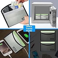 Vista 7 de Bolsa pequeña ignífuga plateada de 5 x 8 pulgadas, bolsa de dinero, oficina en casa, bolsa de almacenamiento segura para documentos, efectivo