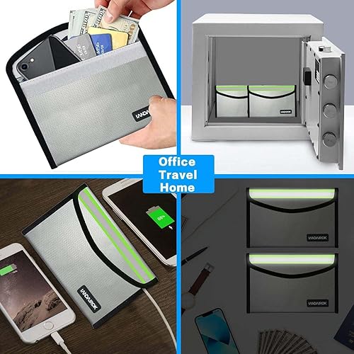 Miniatura 7 de Bolsa pequeña ignífuga plateada de 5 x 8 pulgadas, bolsa de dinero, oficina en casa, bolsa de almacenamiento segura para documentos, efectivo,