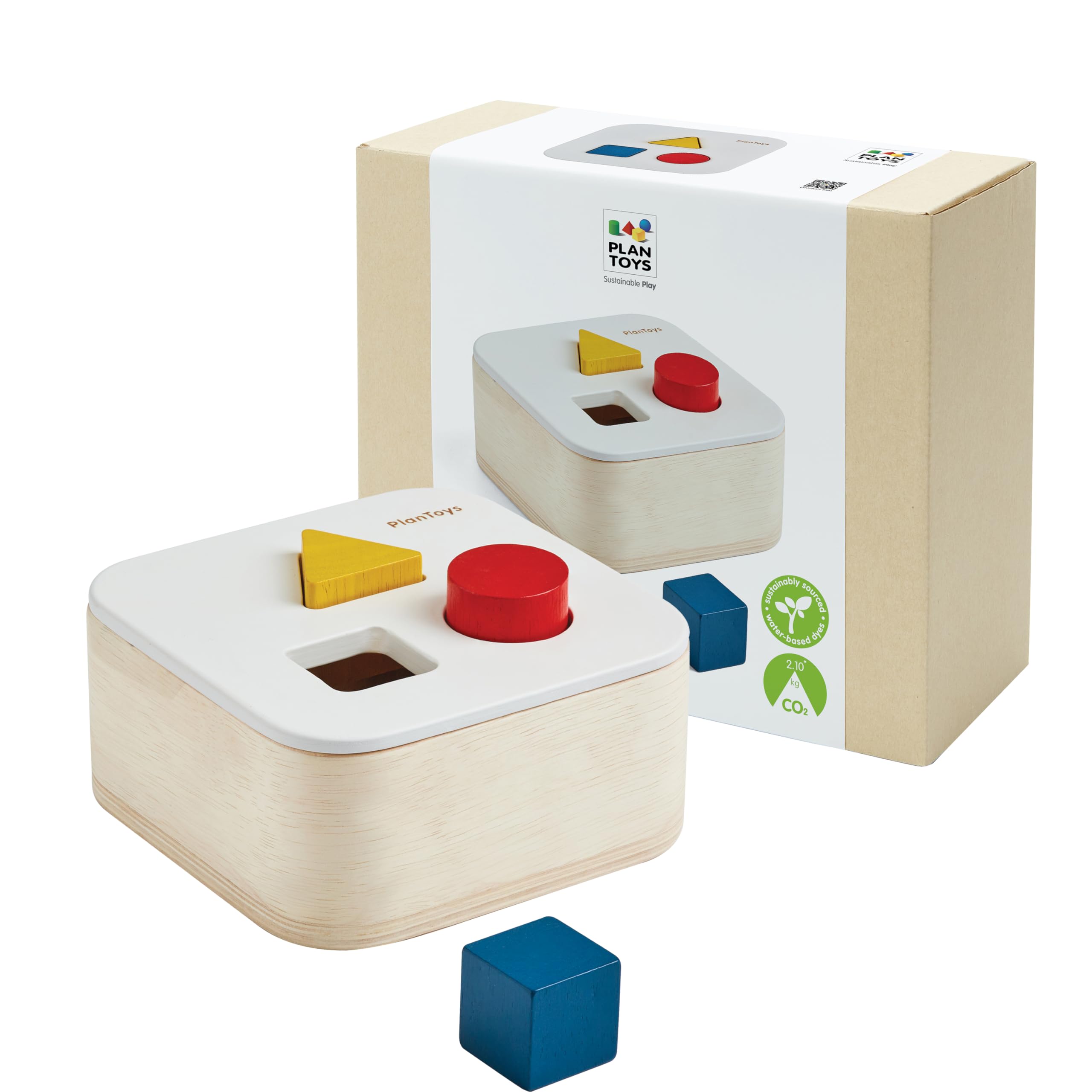 PlanToys Shape and Sort It Out Bin Giocattolo in legno Montessori in legno | Motore fine, risoluzione dei problemi e attività di apprendimento matematico precoce | Giocattolo educativo ecologico
