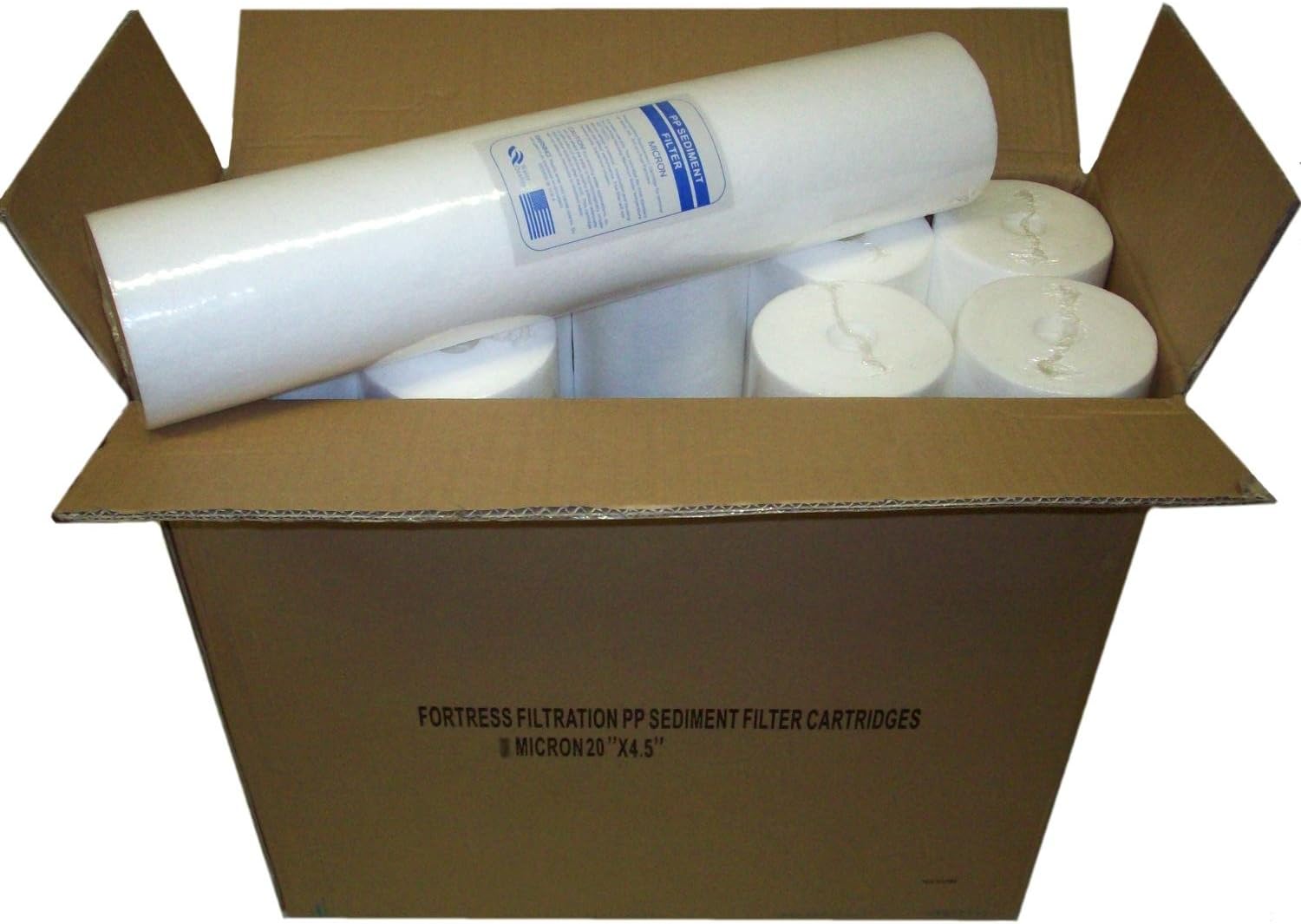 Fortress Filtration Qty(10) Sediment 1 Micron 20" x 4.5" Water Filters RO/Cartridges/Big Blue/WVO