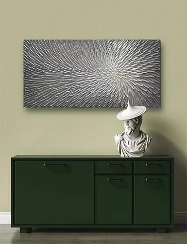 Miniatura 3 de AMEI Arte, 24 x 48 pulgadas, arte de pared acrílico pintado a mano, arte moderno de madera, interior enmarcado, decoración de pared colgante,